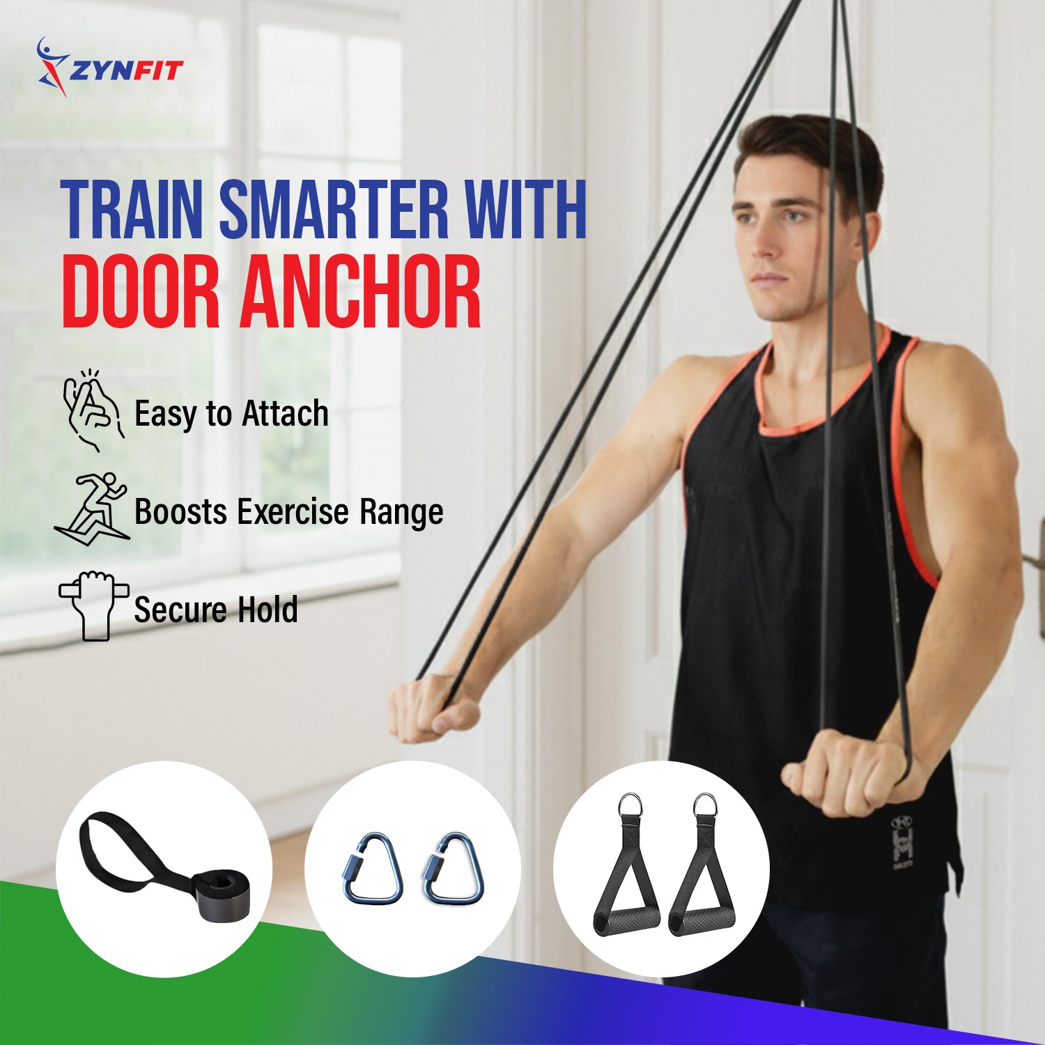 ZYNFIT Pull up Resistance Bands with Handles & Door Anchor